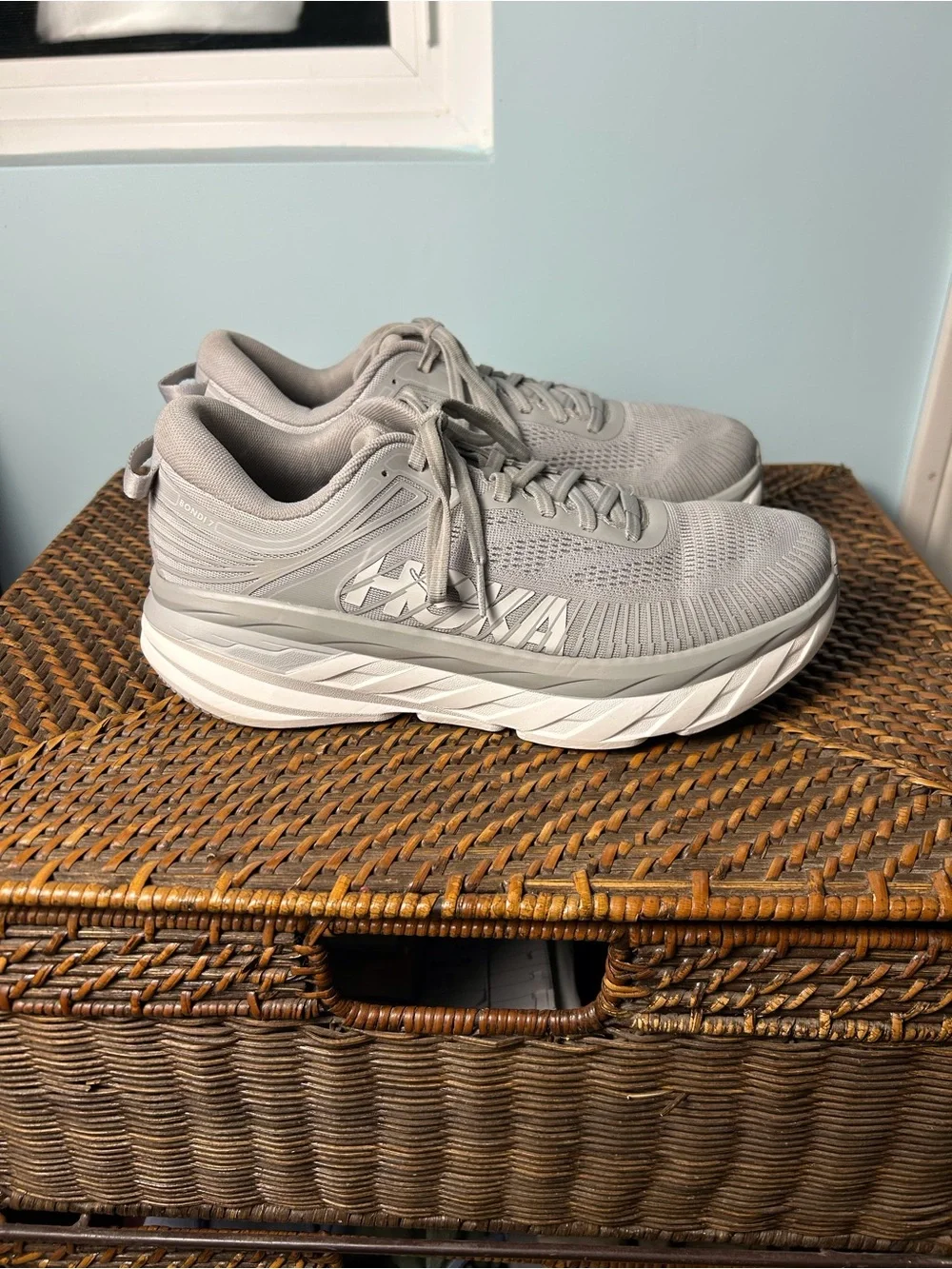 Hoka One One Gray Bondi 7 Shoes Women’s 9.5 Trainer Running Activewear - Picture 7 of 9